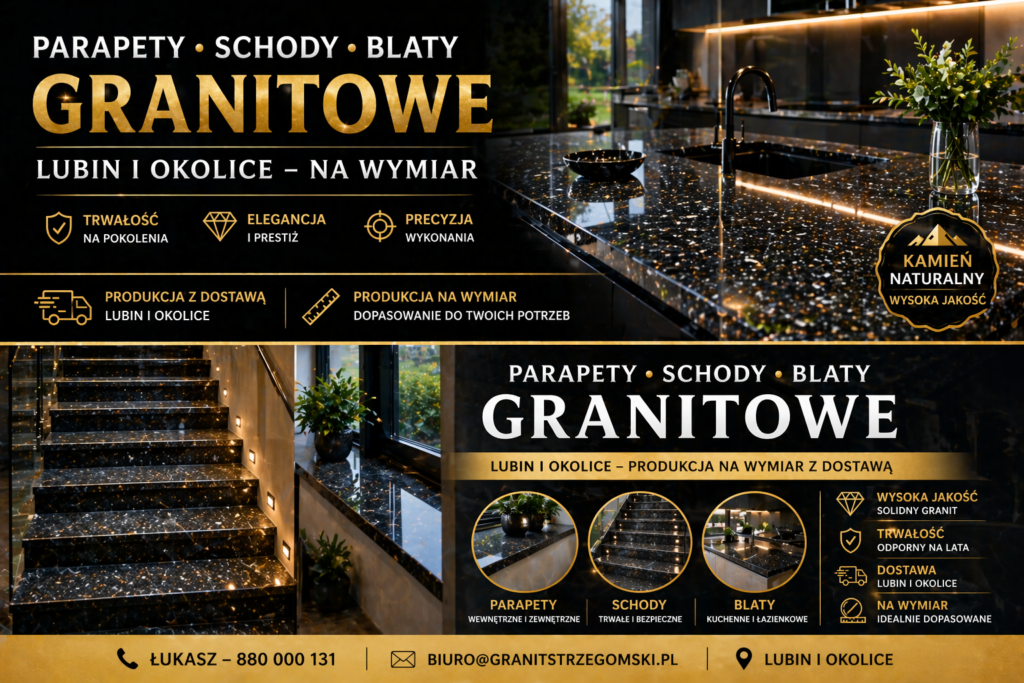 Parapety schody i blaty granitowe Lubin i okolice na wymiar z dostawą
