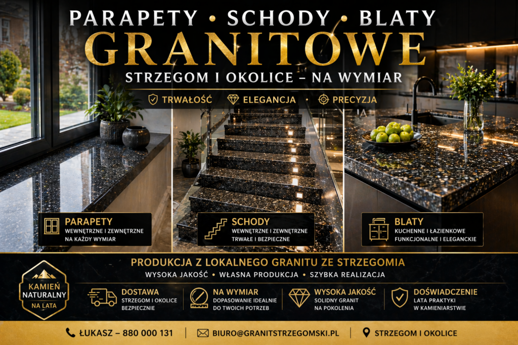 Luksusowe blaty schody i parapety granitowe Strzegom na wymiar premium