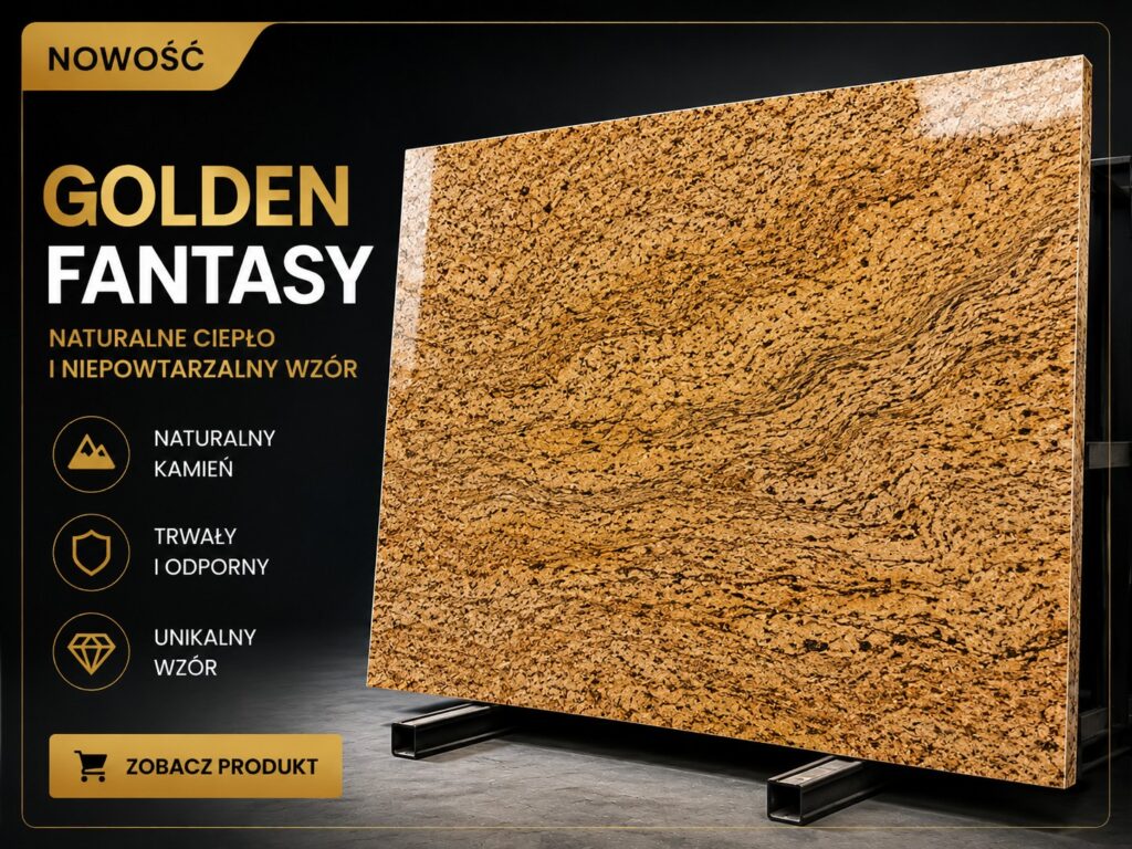 Granit Golden Fantasy złoty kamień naturalny płyta polerowana