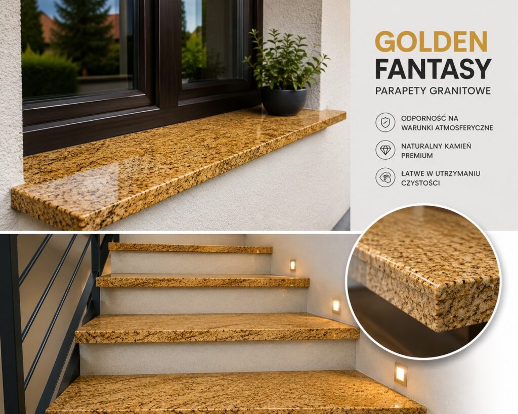 Golden Fantasy granit schody i parapety złoty kamień naturalny