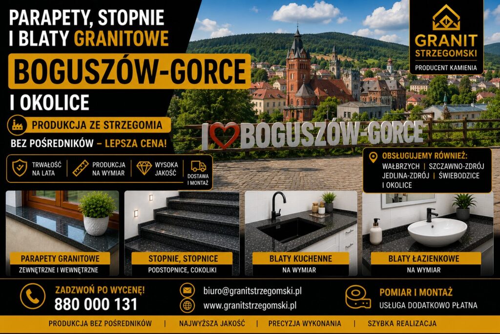 Parapety stopnie blaty granitowe Boguszów-Gorce i okolice producent na wymiar dostawa