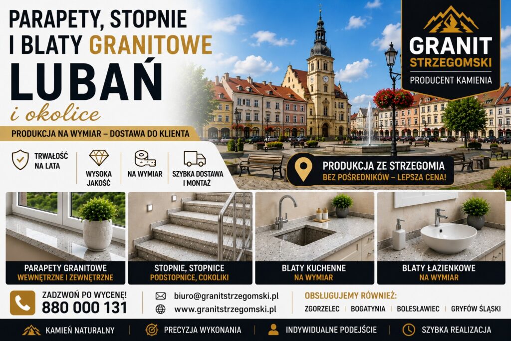 Parapety stopnie blaty granitowe Lubań i okolice producent na wymiar