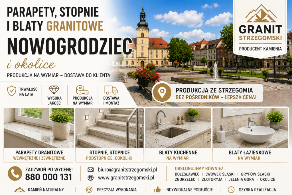 Parapety stopnie blaty granitowe Nowogrodziec i okolice producent na wymiar dostawa