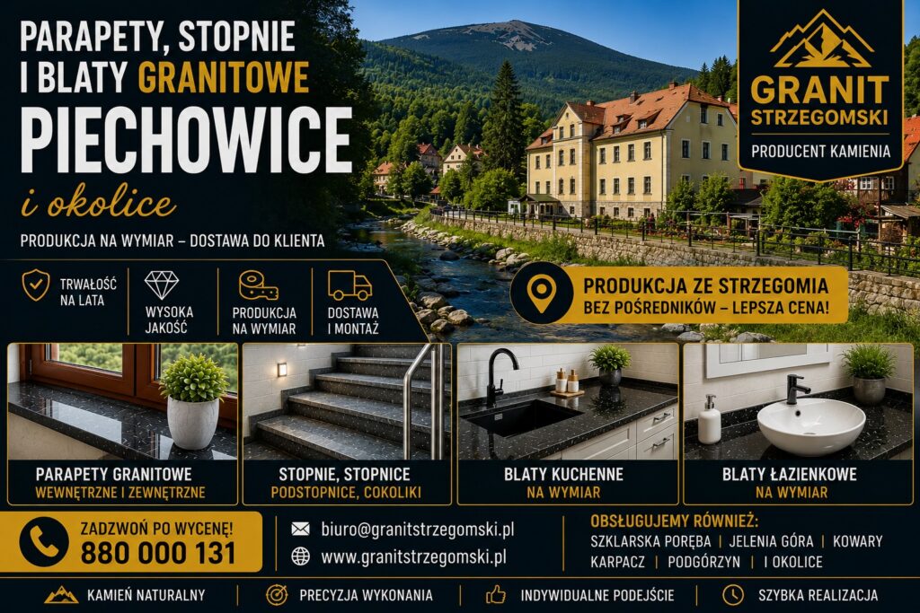 Parapety stopnie blaty granitowe Piechowice i okolice producent na wymiar dostawa