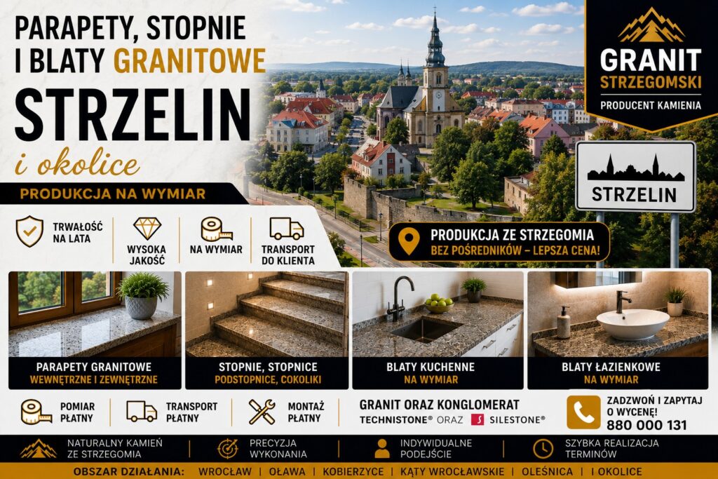 Parapety stopnie blaty granitowe Strzelin i okolice producent na wymiar
