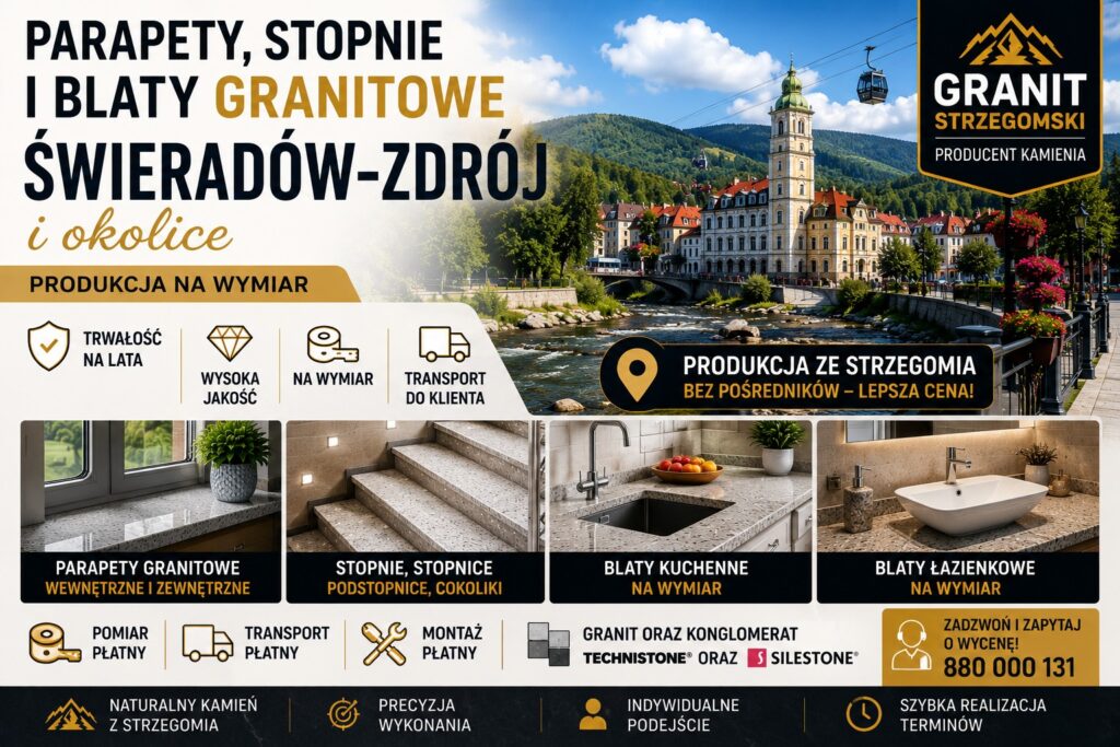 Parapety stopnie blaty granitowe Świeradów-Zdrój i okolice producent