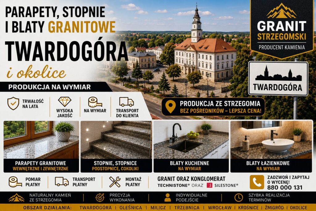 Parapety stopnie blaty granitowe Twardogóra i okolice producent na wymiar
