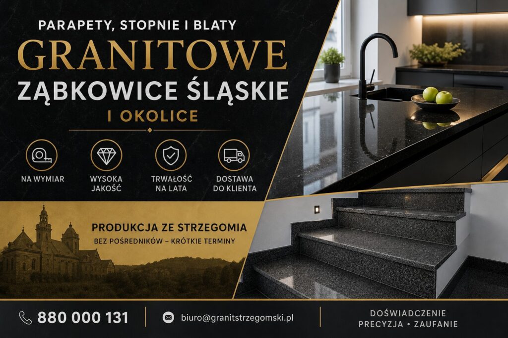 Parapety stopnie blaty granitowe Ząbkowice Śląskie i okolice producent na wymiar dostawa
