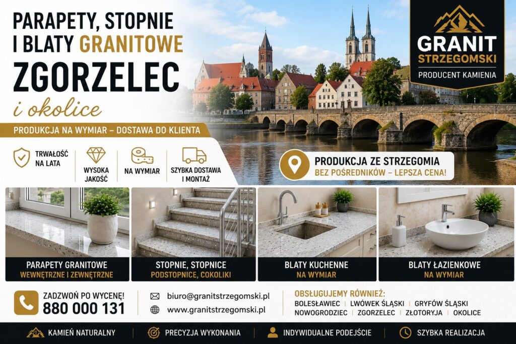 Parapety stopnie blaty granitowe Zgorzelec i okolice producent na wymiar