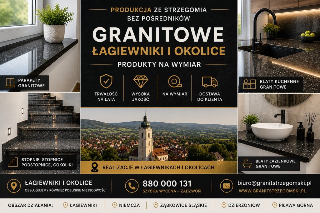 Realizacje granitowe Łagiewniki parapety stopnie blaty kuchenne łazienkowe na wymiar