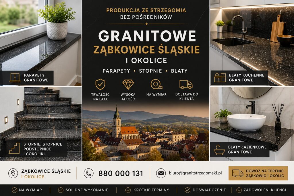 Realizacje granitowe Ząbkowice Śląskie parapety stopnie blaty kuchenne łazienkowe na wymiar