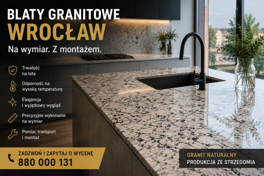 Blaty granitowe Wrocław na wymiar kuchnia nowoczesna blat z granitu